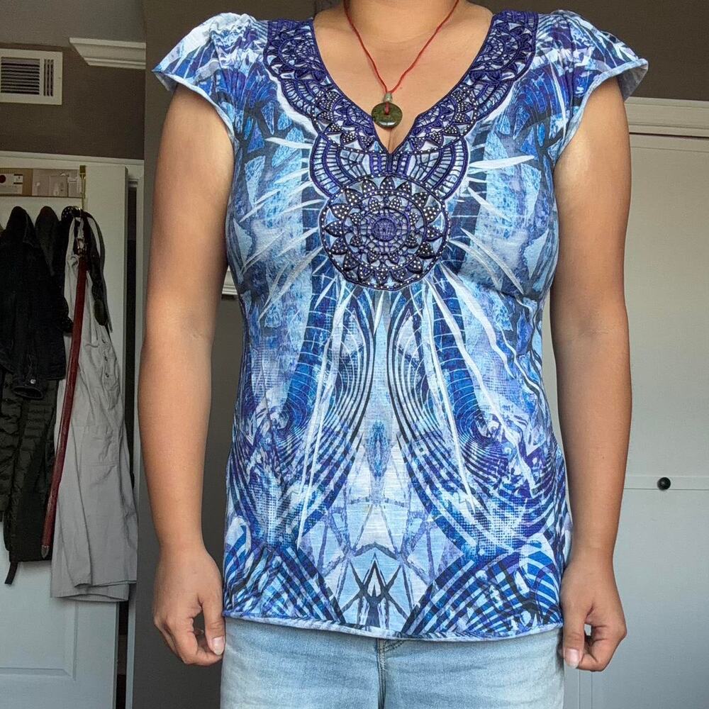 Beautiful blue top with sequins
